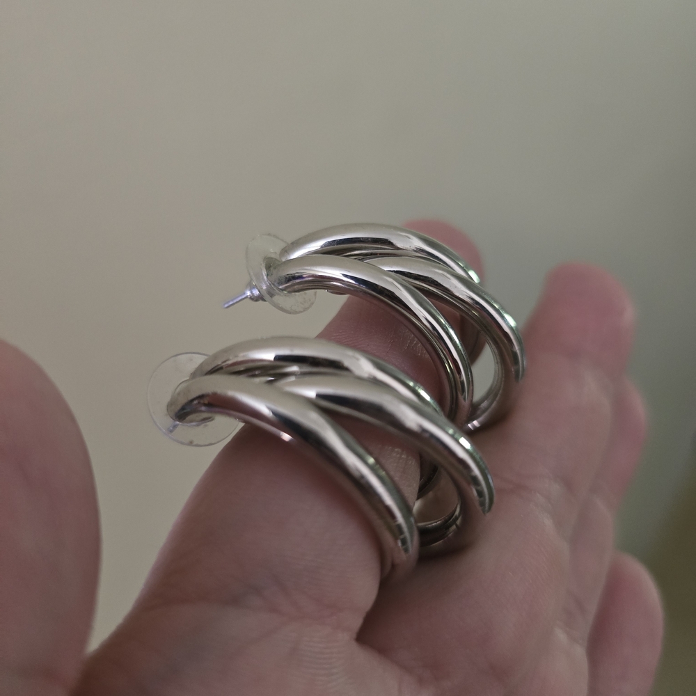 Silver Twisted Hoop Earrings